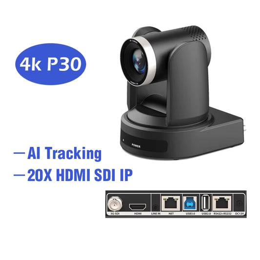 AI Tracking 4K NDI 10X/20X Conference Camera SDI USB PTZ Camera HDMI IP Live Streaming Support POE for Church Meeting